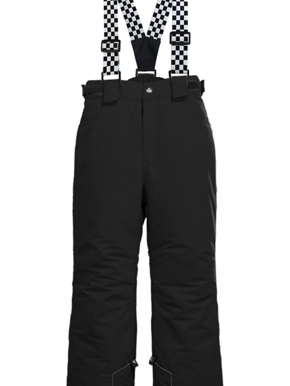 New Women’s GSOU SNOW Black Ski Pants with Checkerboard Suspenders XS